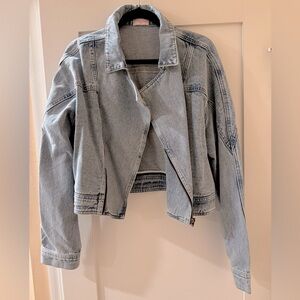 Pink Lily Light Blue Moto Style Jean Jacket